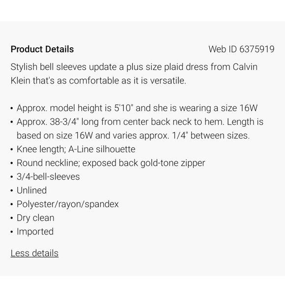 Calvin Klein Plus Size Plaid Bell-Sleeve Dress - Picture 13 of 13